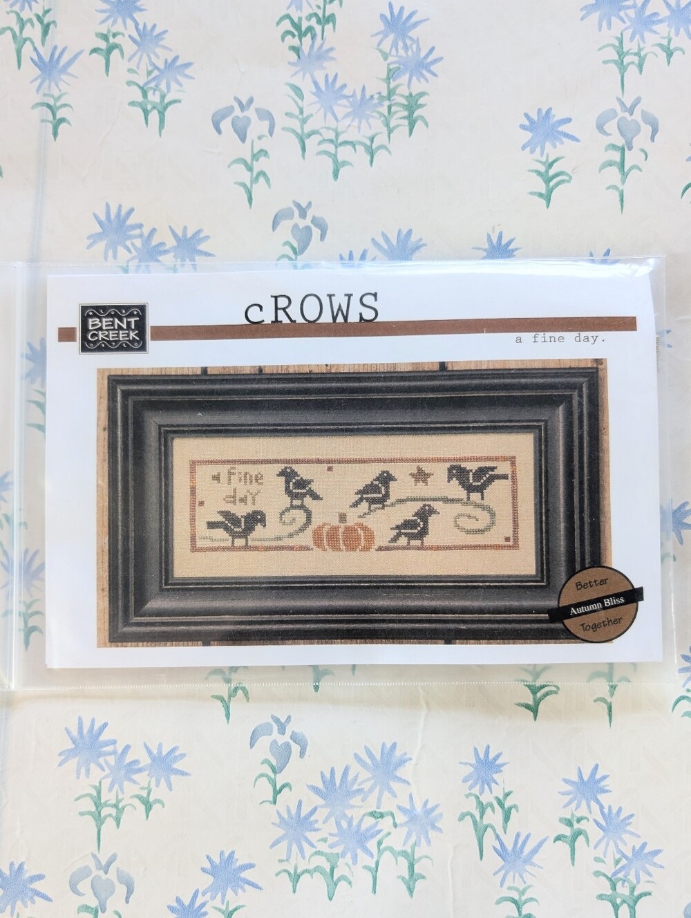 Bent Creek cRows A Fine Day Cross Stitch Kit NEW Linen Primitive Farmhouse Fall